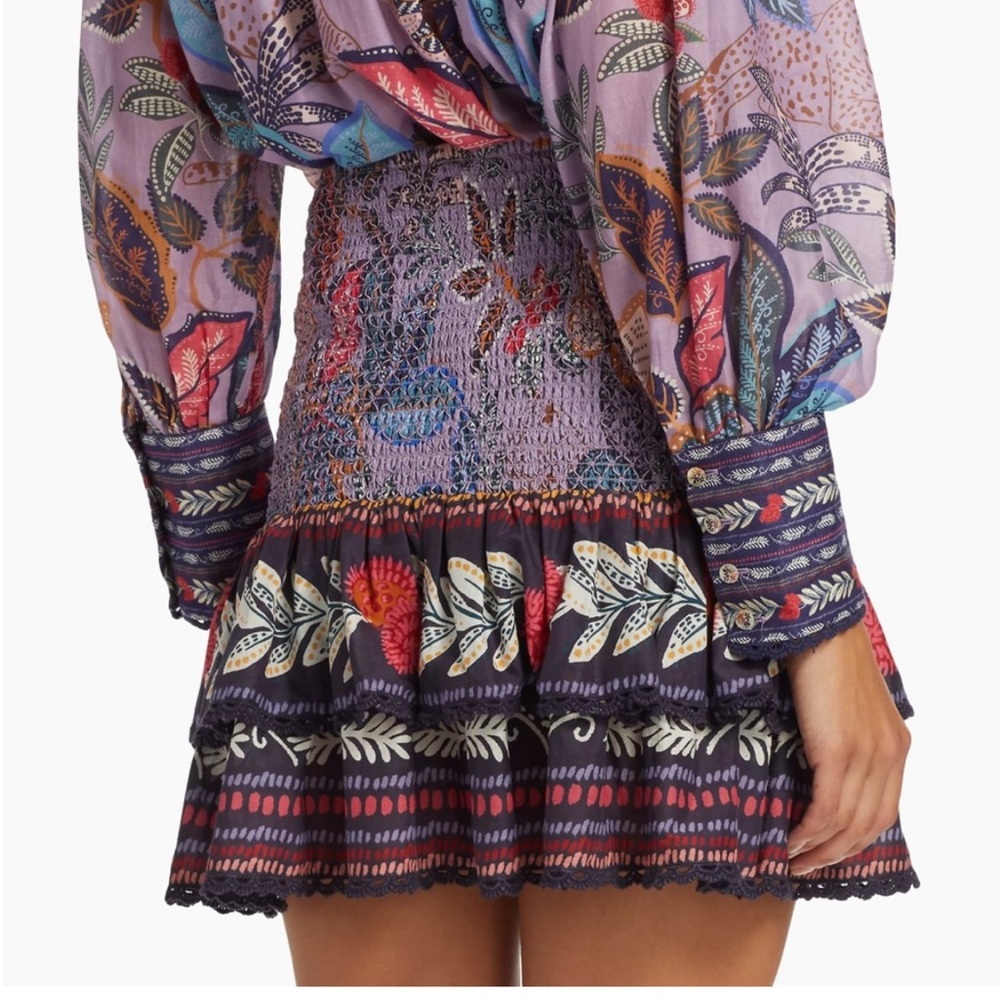 Farm Rio Wild Night Ruffled Miniskirt in Lavender - Picture 2 of 3